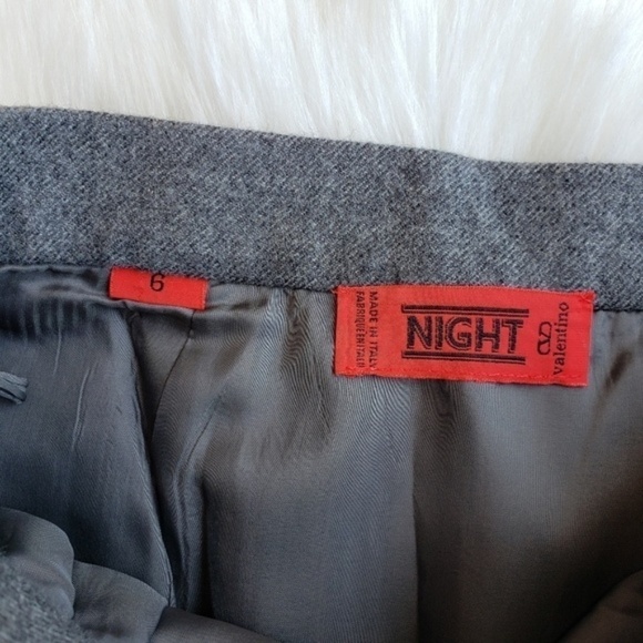 VALENTINO Night Wool Ruffle Hem Skirt Gray 6 - Picture 6 of 8